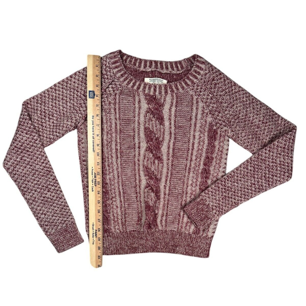 ALLSAINTS Lomond Jumper Womens Size 4 Cable-Knit Wool Linen Sweater Pink - Picture 4 of 7